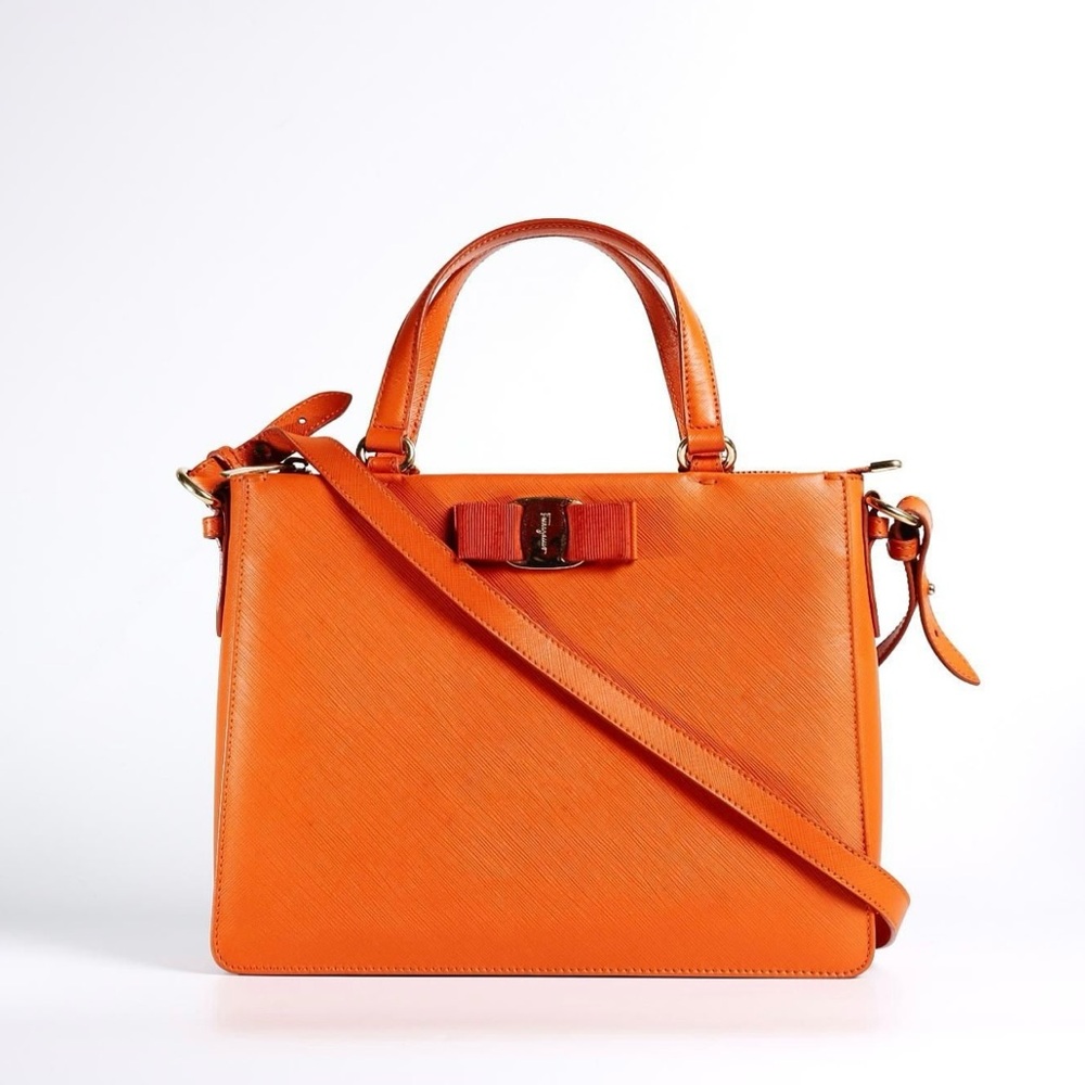 SALVATORE FERRAGAMO BAG (Orange Leather Handbag)